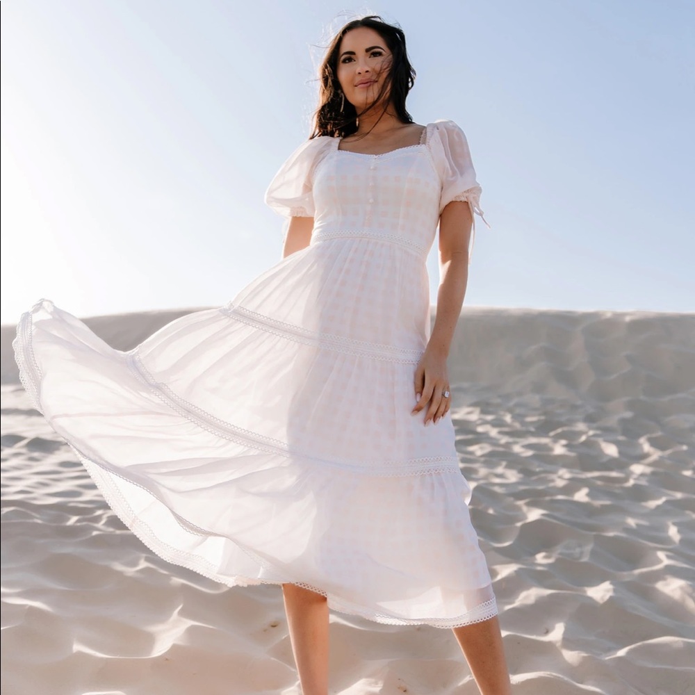 Rachel Parcell Chiffon Pink Gingham Dress